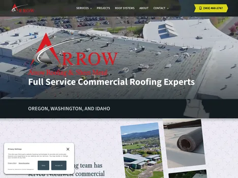Arrow Roofing & Sheet Metal website screenshot